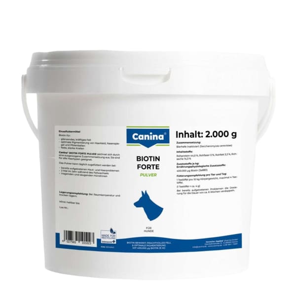 Canina Biotin Forte Pulver biotīna pulveris ādai un apmatojumam suņiem 2000 g